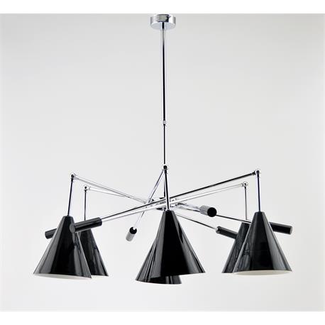 LAMPARA MIAMI CROMO 6 LUCES C/P METAL NEGRA